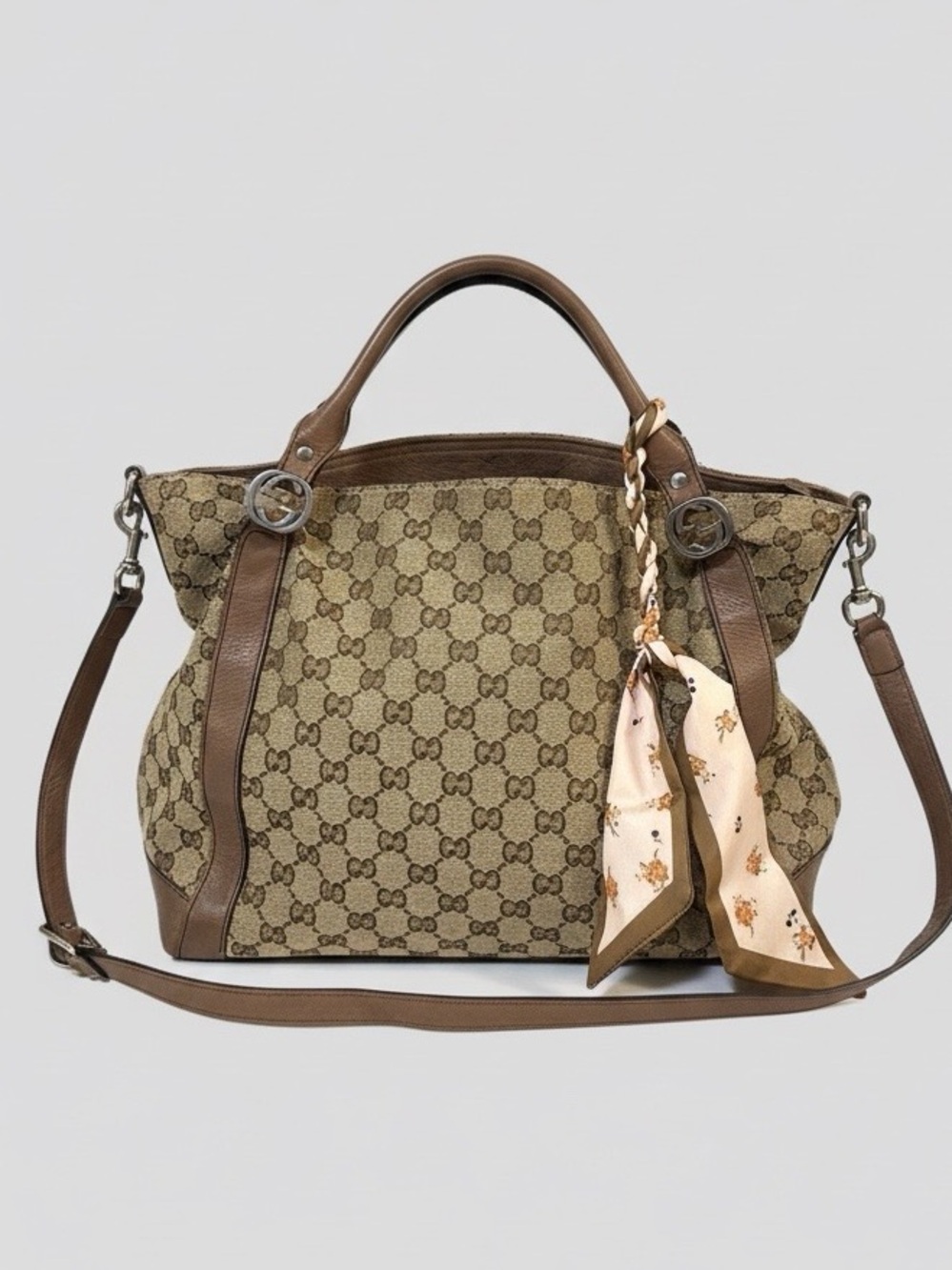 Authentic Gucci Brown Monogram Canvas Tote